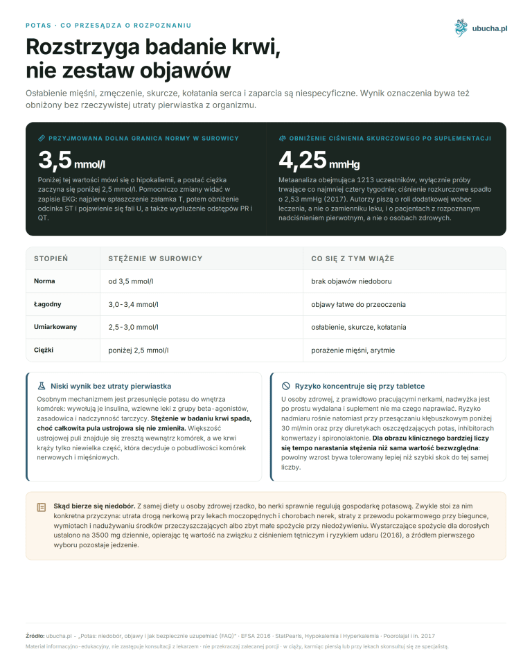 Kalium, Was über die Diagnose entscheidet - Eine Blutuntersuchung entscheidet, nicht eine Symptomenliste