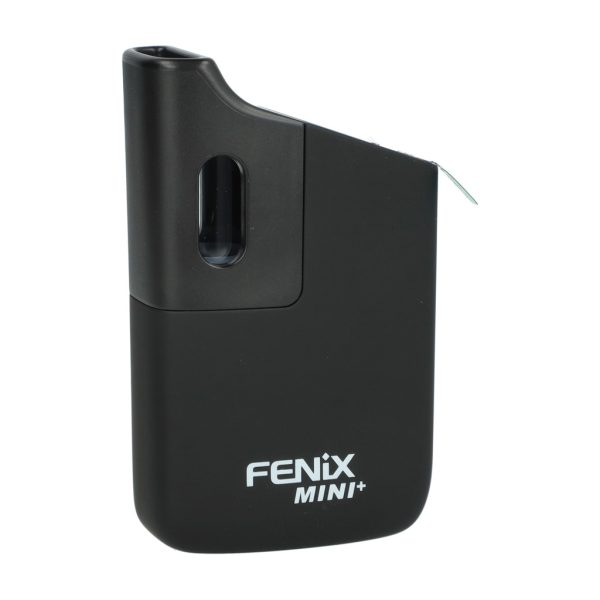 5904507550578_01_biale_tlo Waporyzator Fenix Mini+ pod kątem, widoczny wysuwany ustnik i logo na obudowie
