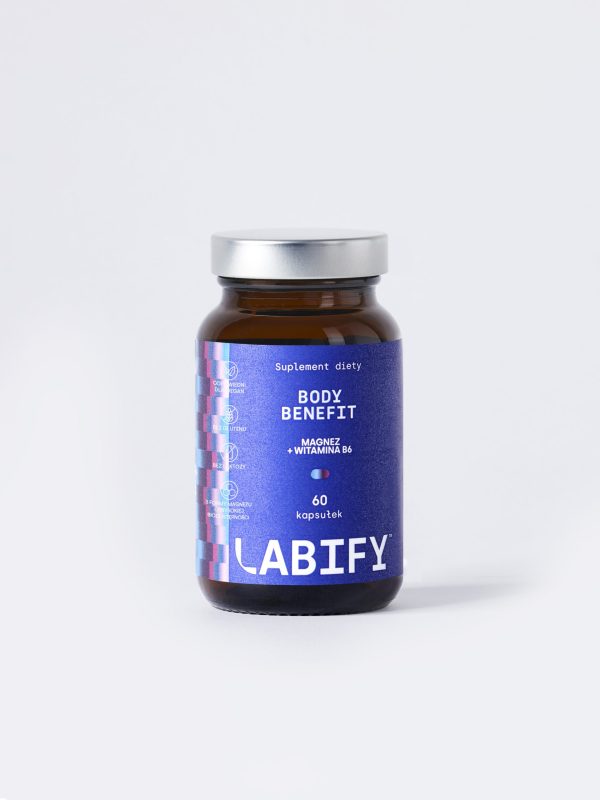 LABIFY Body Magnez+ - zdjęcie 6 LABIFY Body Magnez+ - butelka 60 kapsułek sfotografowana z góry na białym tle