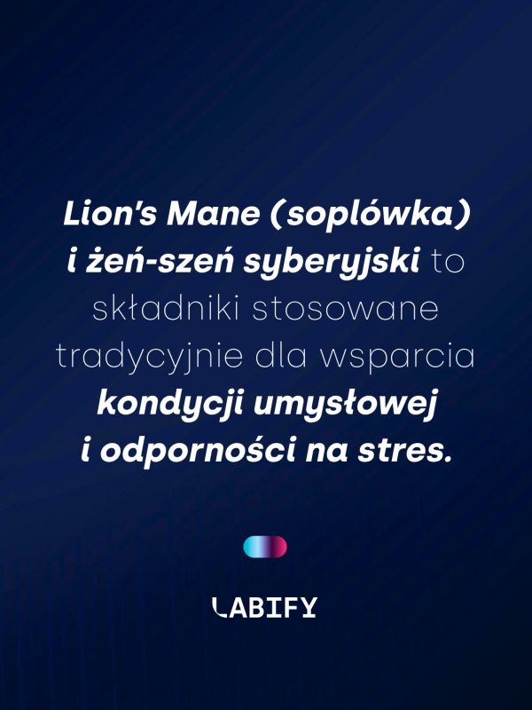 LABIFY Energy Power+ - zdjęcie 7 LABIFY Energy Power+ - grafika producenta o soplówce jeżowatej i żeń-szeniu syberyjskim
