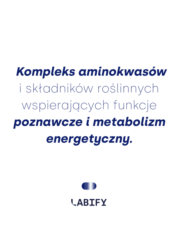 LABIFY Mind Focus+ - zdjęcie 3 LABIFY Mind Focus+ - grafika producenta o kompleksie aminokwasów i składników roślinnych