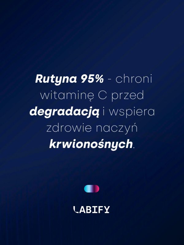LABIFY Body Witamina C+ - zdjęcie 5 LABIFY Body Witamina C+ - grafika producenta o rutynie, jasny tekst na granatowym tle
