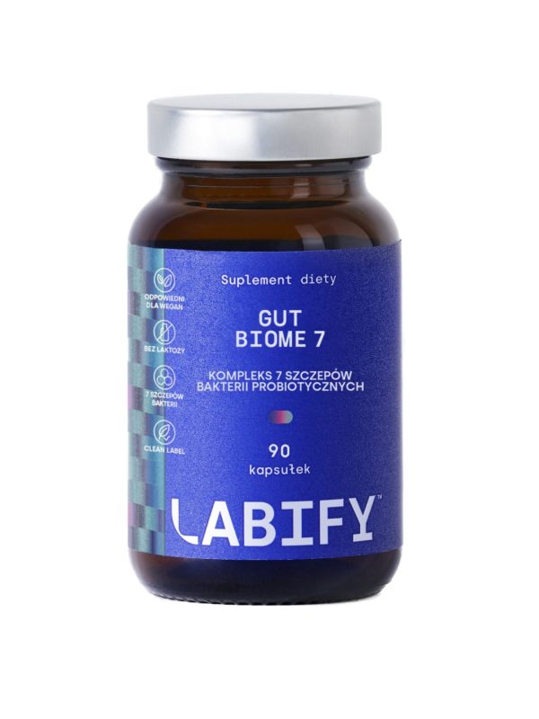 LABIFY GutBiome7 - 90 kapsułek LABIFY GutBiome7 - opakowanie 90 kapsułek na bialym tle