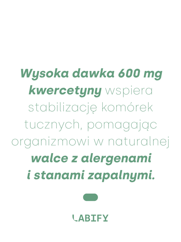 LABIFY Kwercetyna MONO - zdjęcie 2 LABIFY Kwercetyna MONO - grafika producenta o kwercetynie, zielony tekst na białym tle