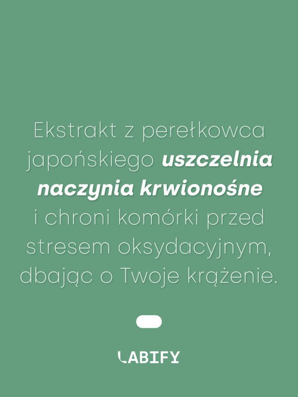 LABIFY Kwercetyna MONO - zdjęcie 3 LABIFY Kwercetyna MONO - grafika producenta o ekstrakcie z perełkowca japońskiego, tekst na zielonym tle
