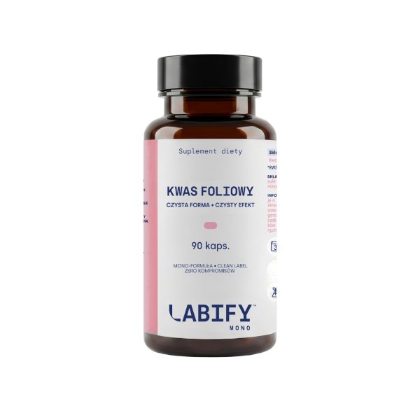 LABIFY Kwas foliowy MONO - opakowanie 90 kapsułek na bialym tle