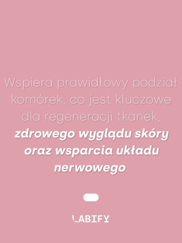 LABIFY Kwas foliowy MONO - zdjęcie 3 LABIFY Kwas foliowy MONO - grafika producenta o podziale komorek, biały tekst na różowym tle