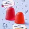 LABIFY Nubi Żelki z witaminą C dla dzieci - zdjęcie 2 LABIFY Nubi Żelki z witaminą C dla dzieci - dwie żelki, malinowa i pomarańczowa, na błękitnym tle z rysunkami