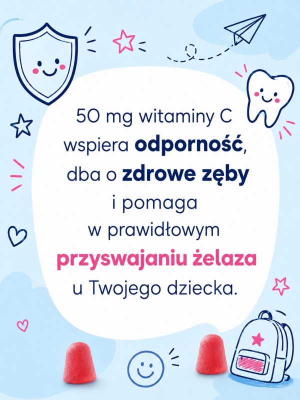 LABIFY Nubi Żelki z witaminą C dla dzieci - zdjęcie 6 LABIFY Nubi Żelki z witaminą C dla dzieci - grafika producenta o zawartości witaminy C w zelce