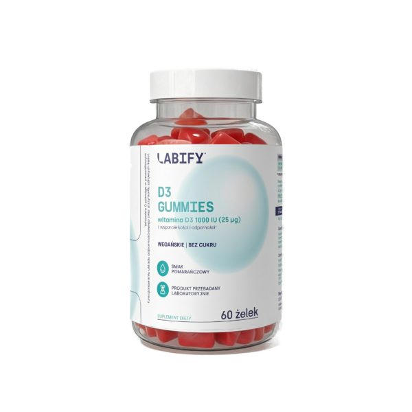 LABIFY Żelki D3 - 60 żelek LABIFY Żelki D3 - opakowanie 60 żelek na bialym tle