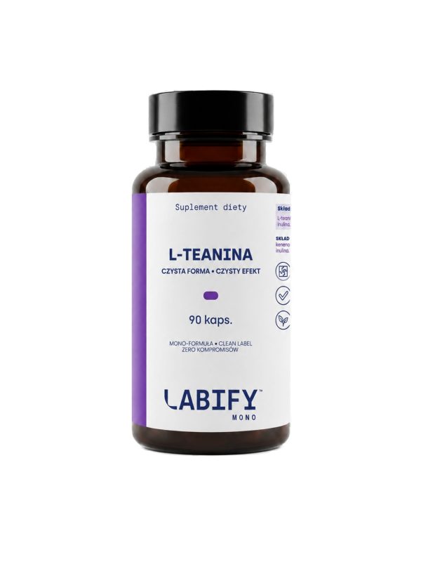 LABIFY L-teanina MONO - 90 kapsułek LABIFY L-teanina MONO - opakowanie 90 kapsułek na bialym tle