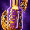 Fioletowa butelka Elixir Panoramixa Blueberry Relax 100 ml z borówkami i ciastkami