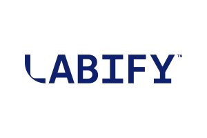 LABIFY: znak marki suplementów diety z Gdańska, granatowy napis na białym tle