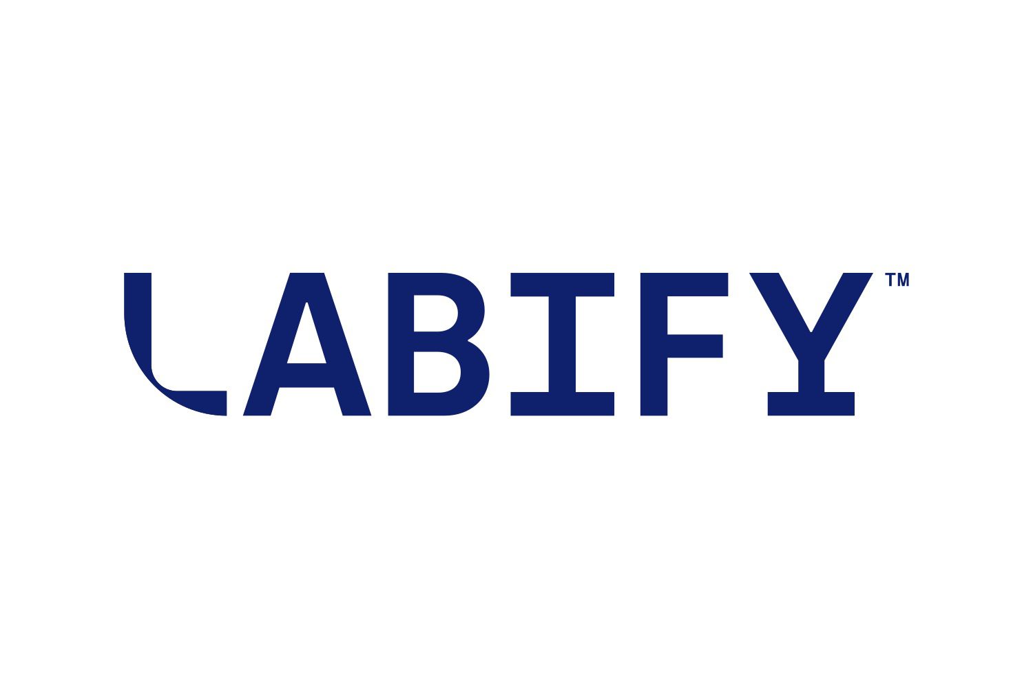 LABIFY: znak marki suplementów diety z Gdańska, granatowy napis na białym tle