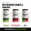 Trzy warianty żelków z octem jabłkowym Sport Armour: jabłko, truskawka i mix, ten sam skład w każdym smaku