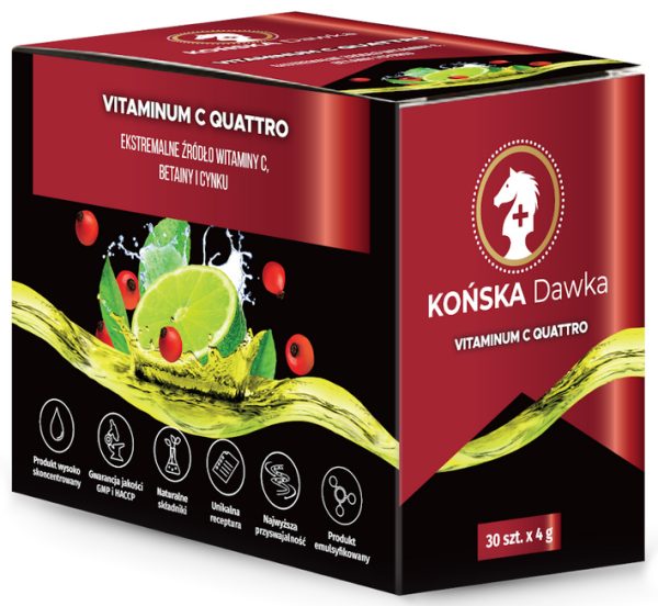 Pudełko Końska Dawka Vitaminum C Quattro, 30 saszetek po 4 g
