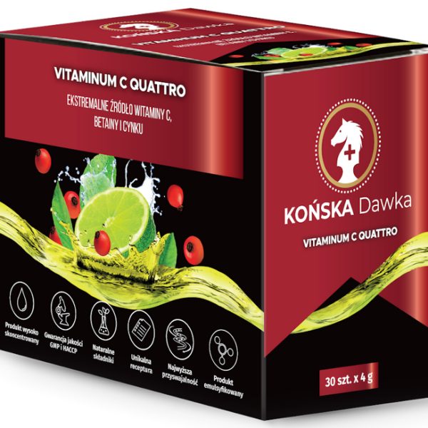 Pudełko Końska Dawka Vitaminum C Quattro, 30 saszetek po 4 g
