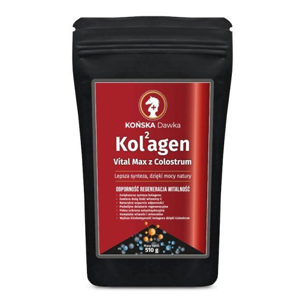 Opakowanie Końska Dawka Kolagen Vital Max z colostrum, kolagen rybi w proszku, 510 g