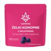 CANNOVA + melatonina CBD 25 mg/szt. 3 szt.: różowa saszetka z żelkami na jasnym tle