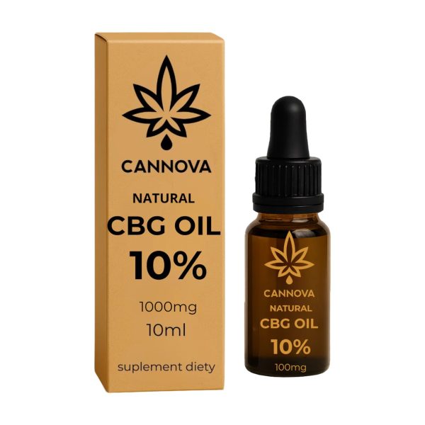 CANNOVA Natural CBG Oil 1000 mg - 10% - 10ml: pudełko i buteleczka z kroplomierzem