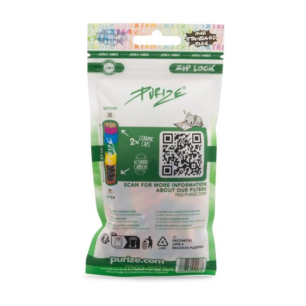 Filtry weglowe Purize XTRA Slim Rainbow: tyl opakowania z instrukcja uzycia i skladem (wegiel aktywny, ceramiczne koncowki) Filtry weglowe Purize XTRA Slim Rainbow: tyl opakowania z instrukcja uzycia i skladem (wegiel aktywny, ceramiczne koncowki)