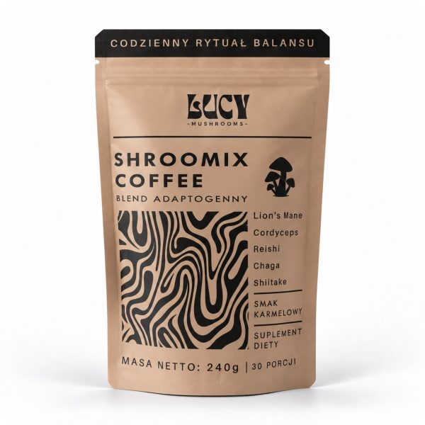 lucyrituals-shroomix-coffee-karmelowy.jpg Opakowanie Shroomix Coffee Karmel, kawa z ekstraktami grzybowymi, 240 g