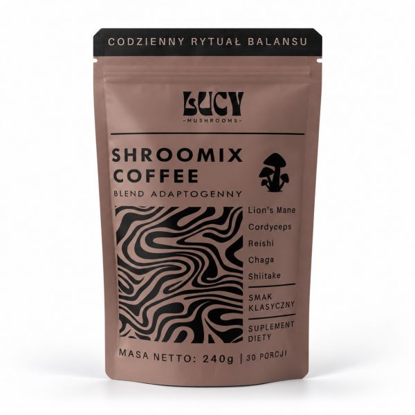 lucyrituals-shroomix-coffee-klasyczny.jpg Opakowanie Shroomix Coffee Klasyczna, kawa z ekstraktami grzybowymi, 240 g