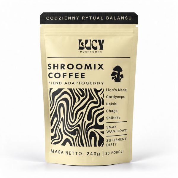 lucyrituals-shroomix-coffee-waniliowy.jpg Opakowanie Shroomix Coffee Wanilia, kawa z ekstraktami grzybowymi, 240 g