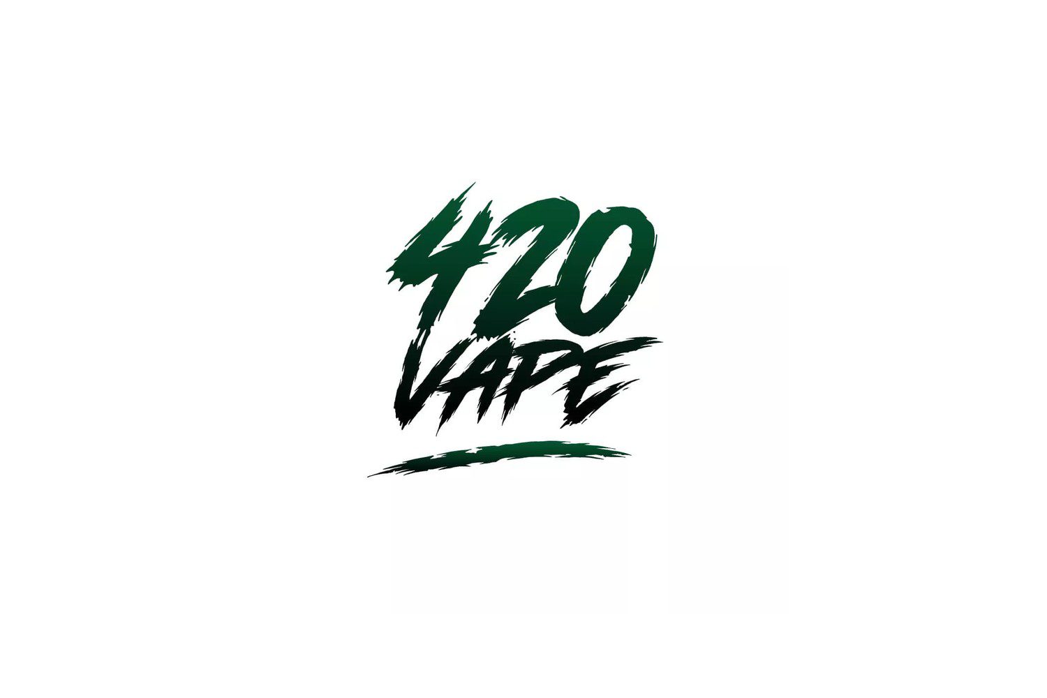 Brands at u Bucha 420VAPE: zielono-czarny napis 420 VAPE pędzlowym krojem na białym tle