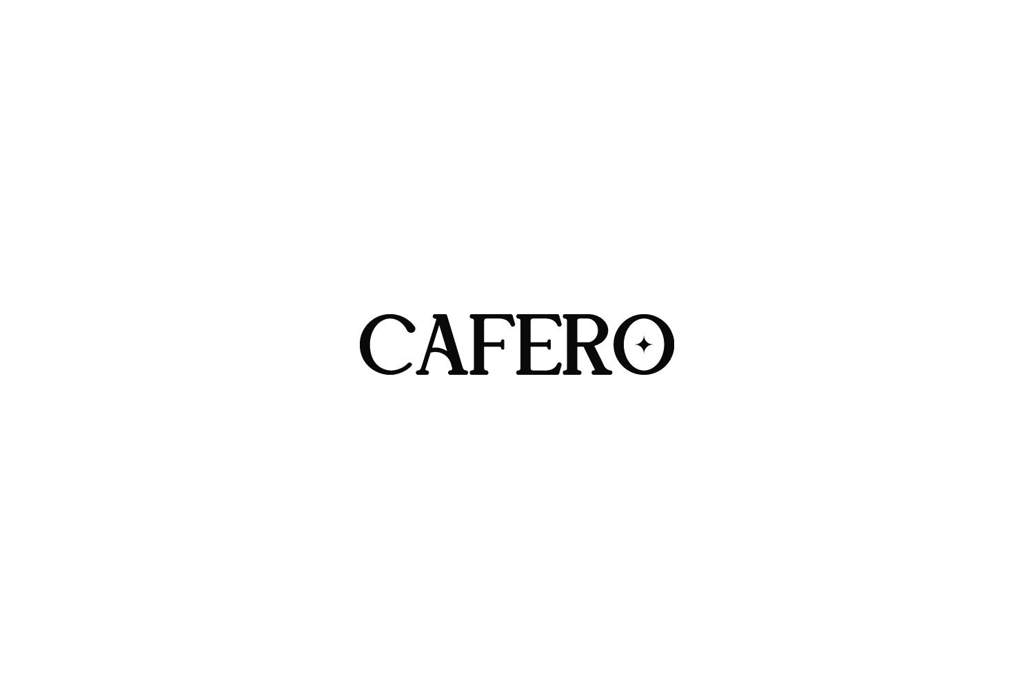 Brands at u Bucha Cafero: czarny napis CAFERO z czteroramienną gwiazdką w literze O