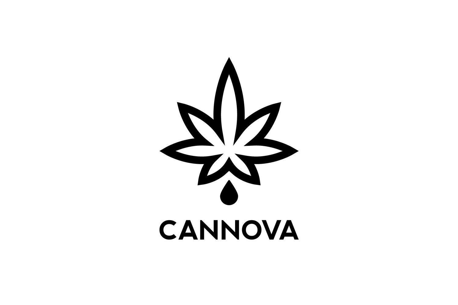 Brands at u Bucha Cannova: czarny liść konopi z kroplą nad napisem CANNOVA