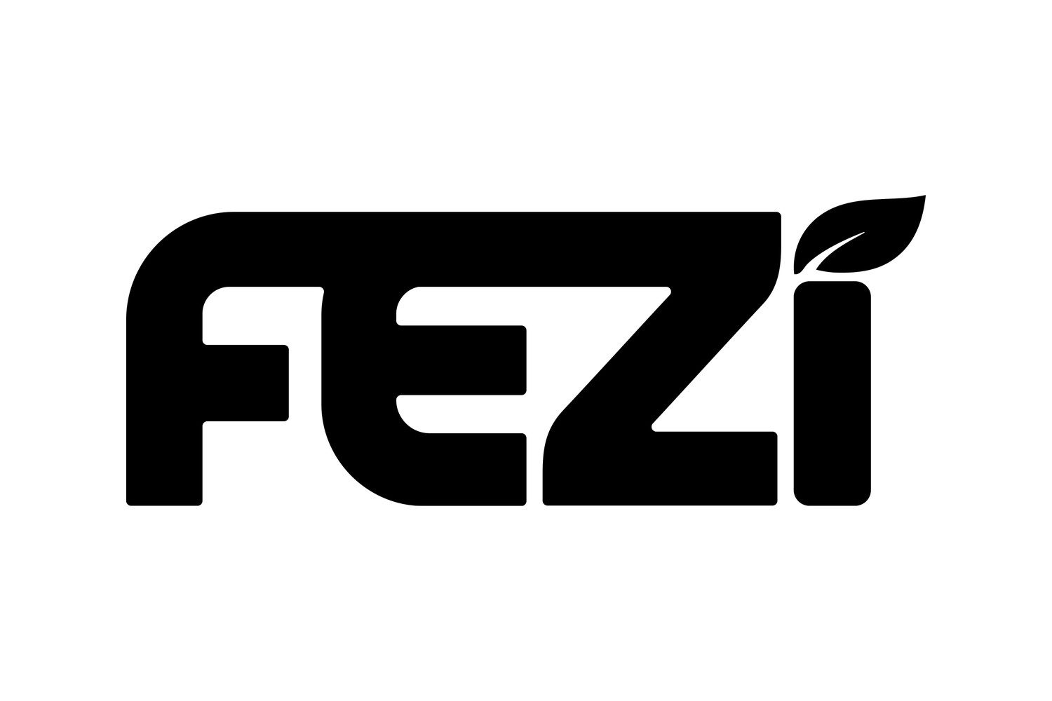 Brands at u Bucha FEZI: czarny napis FEZI z listkiem nad literą I