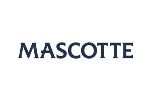 Mascotte: granatowy napis MASCOTTE wielkimi szeryfowymi literami