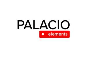 Palacio: czarny napis PALACIO nad czerwonym paskiem z napisem elements