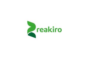 Reakiro: dwukolorowy zielony znak z liści i napis reakiro małymi literami Reakiro: dwukolorowy zielony znak z liści i napis reakiro małymi literami