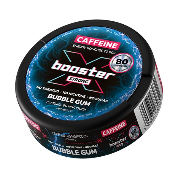 X-booster Woreczki energetyczne Bubble Gum 80 mg SNUS: opakowanie saszetek z napisem Bubble Gum 80 mg X-booster Woreczki energetyczne Bubble Gum 80 mg SNUS: opakowanie saszetek z napisem Bubble Gum 80 mg