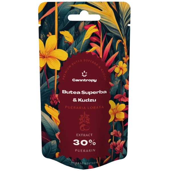 Ekstrakt Butea Superba i Kudzu (Pueraria lobata), 30% Puerarin - 25 Ekstrakt Butea Superba i Kudzu Pueraria lobata 30% pueraryny: opakowanie 25 g, marka Canntropy