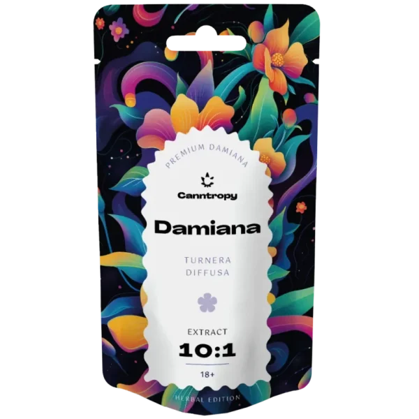 Ekstrakt Damiana (Turnera diffusa) 10:1 - 10G Damiana ekstrakt 10:1 Turnera diffusa 10 g, kolekcjonerski sproszkowany ekstrakt Canntropy