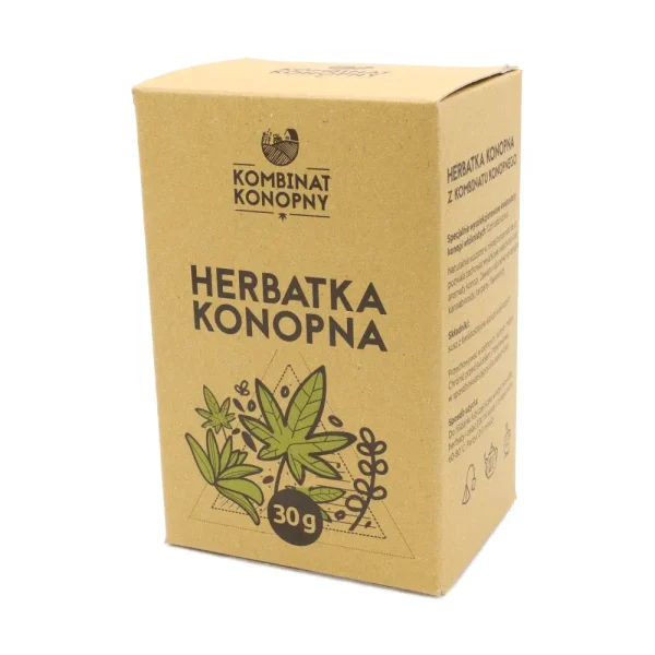 Herbatka konopna 30 g: produkt konopny ubucha.pl Herbatka konopna Kombinat Konopny: kwiatostany Cannabis sativa w saszetkach piramidkowych
