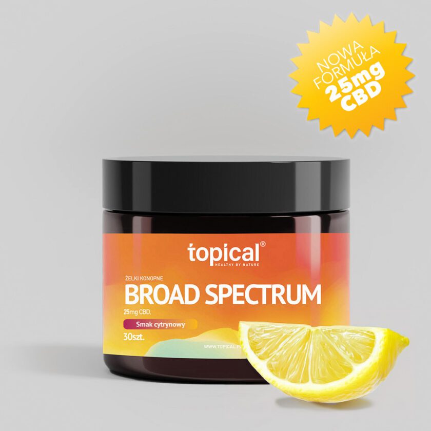 Broad25 hemp gummies lemon TOPICAL - package of 30 pieces with a net weight of 90 g