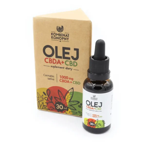 Olej RAW pełne spektrum 1000 mg RAW pełne spektrum 30 ml Kombinat Konopny olej RAW 1000 mg, buteleczka 30 ml z etykietą