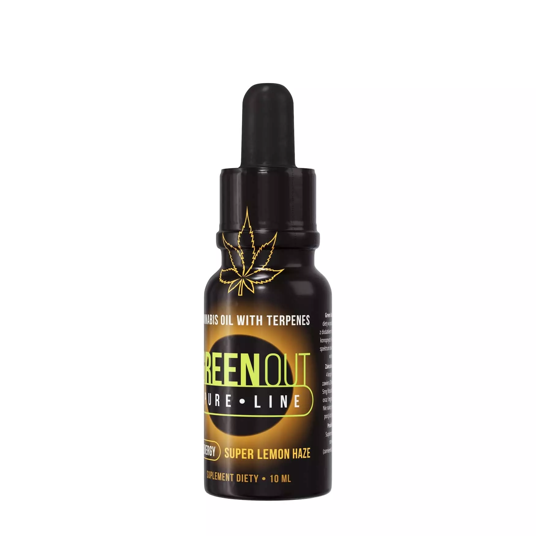Olejek konopny Green Out Pure Super Lemon Haze: butelka 10 ml, profil ENERGY
