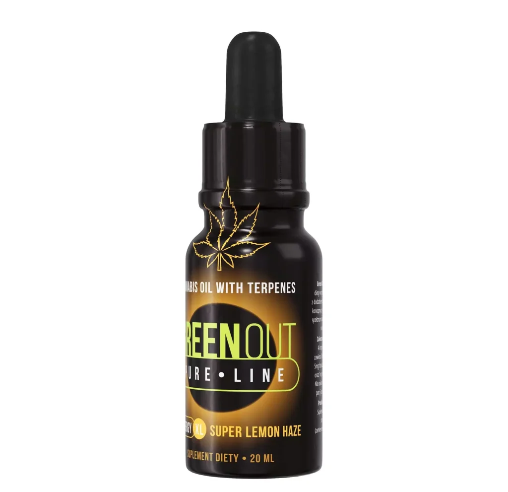Olejek konopny Green Out Pure XL Super Lemon Haze: butelka 20 ml z kroplomierzem
