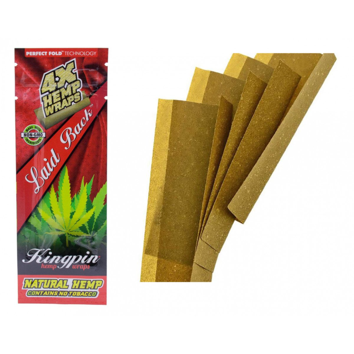 Owijki konopne Kingpin Hemp Wrap Laid Back - opakowanie z czterema wrapami konopnymi