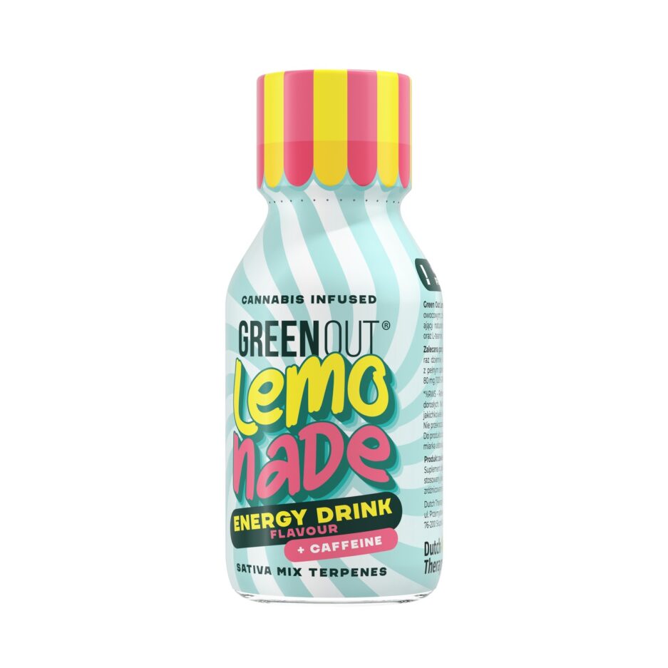 Hemp Shot Green Out Lemonade Energy Drink with caffeine: bottle