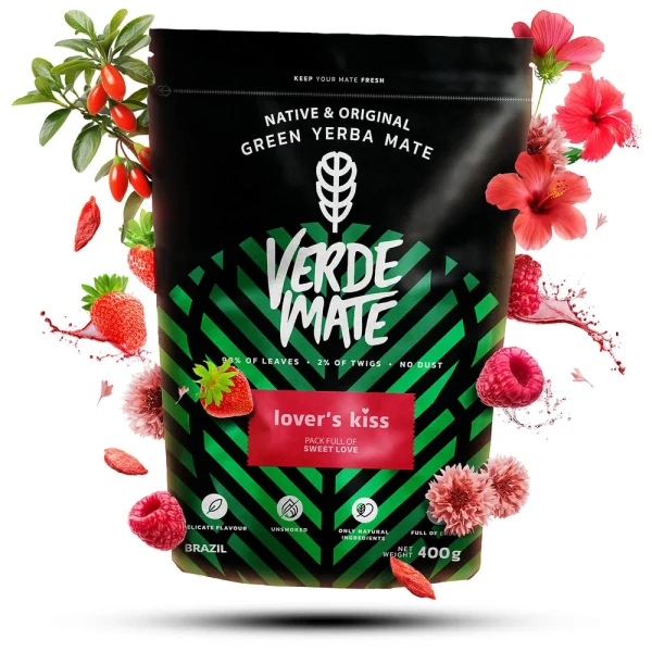 Yerba Mate Verde Mate Green Lover's Kiss 0,4 kg Yerba Mate Verde Mate Lover's Kiss: opakowanie 400 g, widok z przodu