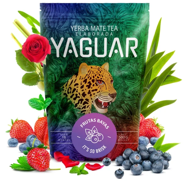Yerba Mate Yaguar Frutas Bayas 0,5kg Yerba Mate Yaguar Frutas Bayas: opakowanie 500 g, widok z przodu