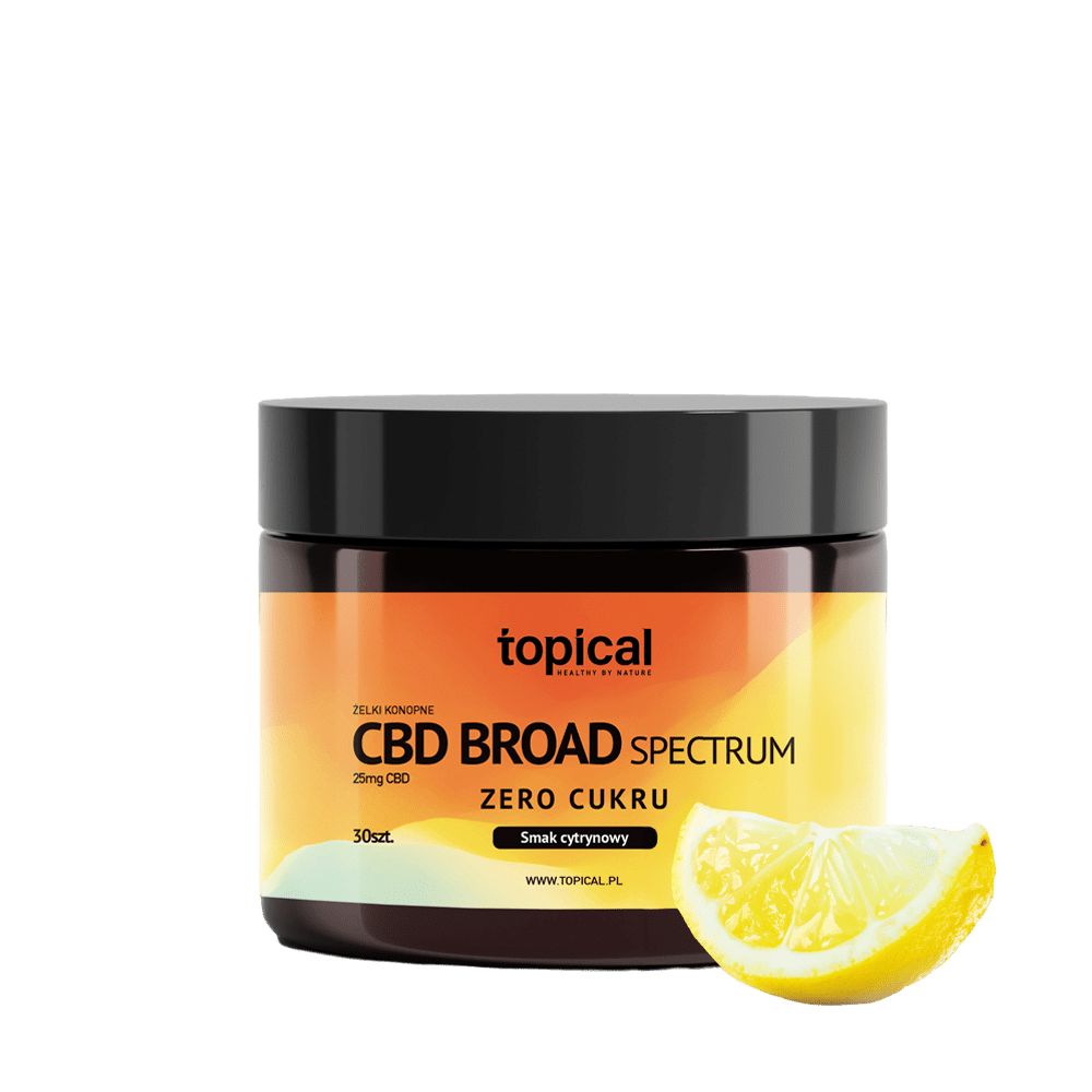 Sugar-free Broad25 hemp gummies - lemon gummies with 25 mg of phytonutrients from Cannabis sativa