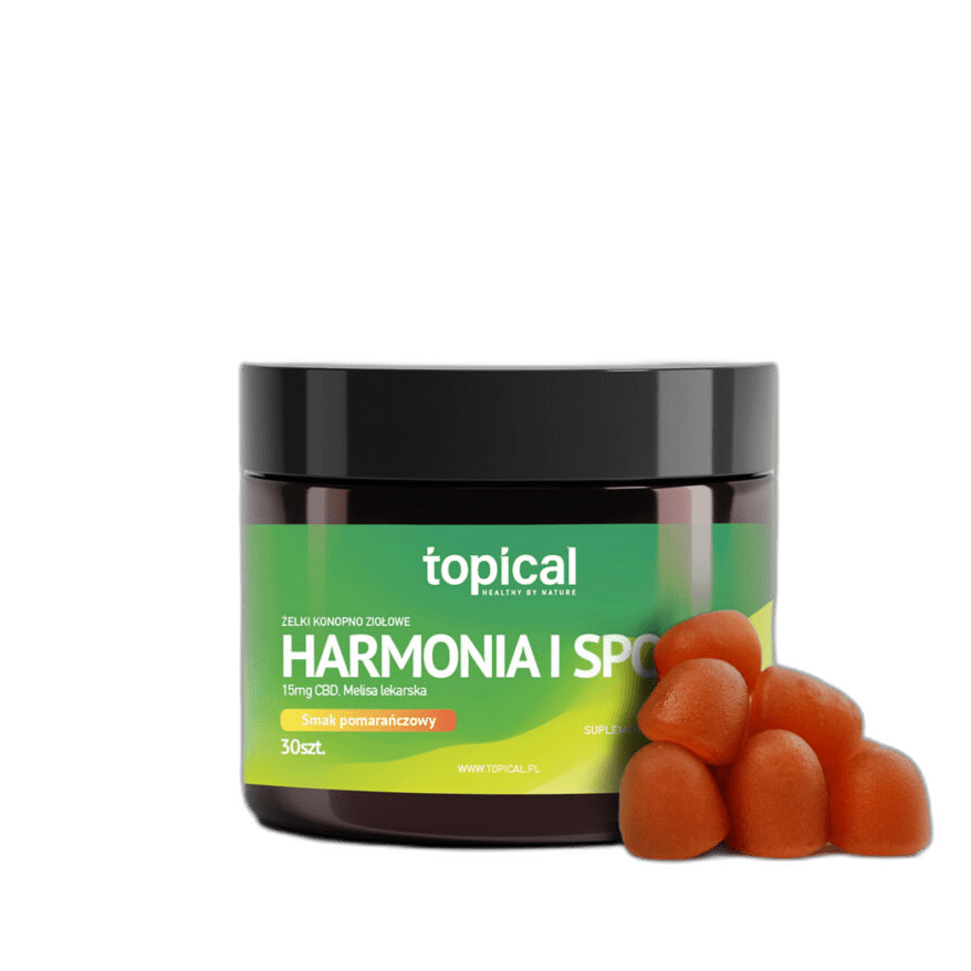 Hemp-herbal gummies Harmony TOPICAL - package of 30 pieces with lemon balm, orange flavor