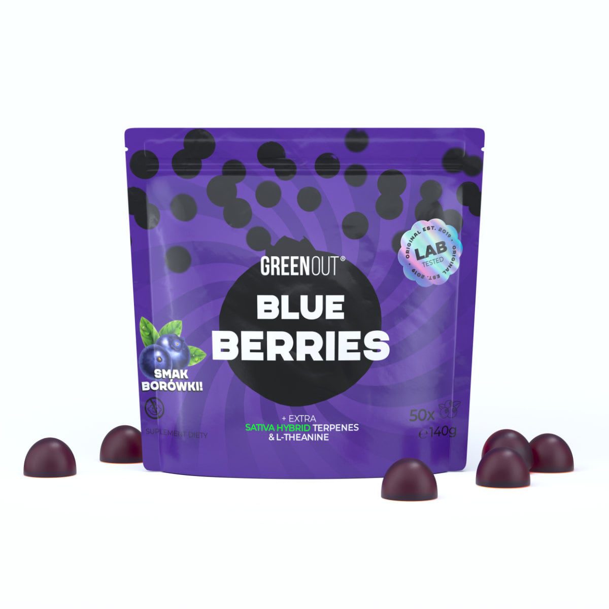 Żelki Green Out® Blueberries, Sativa Hybrid Terpenes